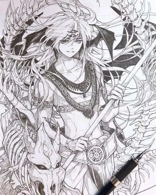 铅笔画动漫人物图片大全,大神笔下的犬夜叉铅笔画作品集(40张)