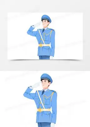 手绘卡通军人敬礼免抠元素素材