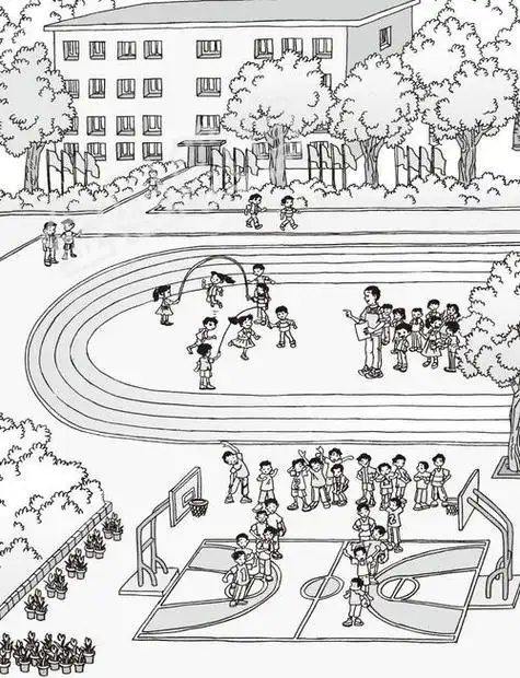 第3页小学生计算机房的简笔画小学生美丽的校园简笔画图片欣赏