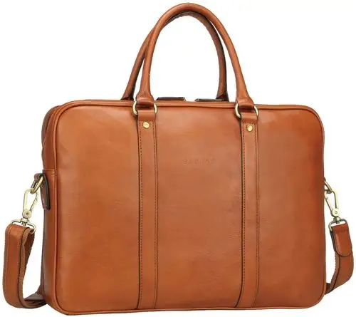 banuce 复古全粒面意大利皮革公文包男式女式商务手提包斜挎包 14