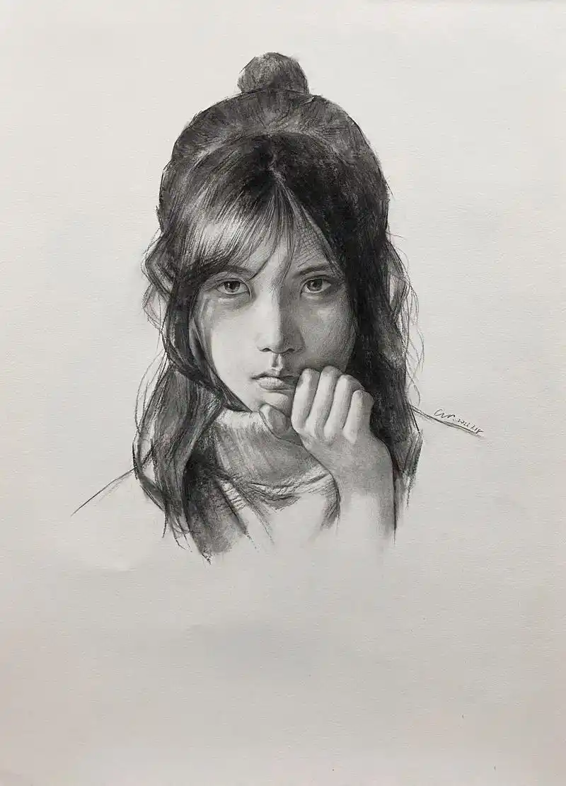 素描清纯少女.要过年啦后面画的就少了#素描头像 #人物肖像  - 抖音