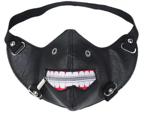 朋克皮面具夜店酒吧蹦迪潮人拉链嘴巴口罩个性摩托机车非主流面罩