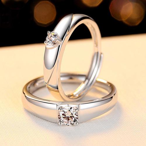 999纯银情侣对戒一对男女时尚简约定情信物求结婚戒指送女友礼物