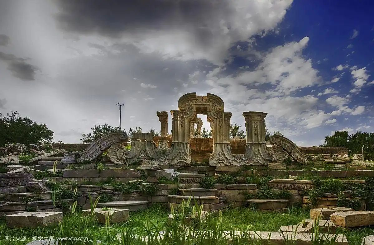 圆明园遗址全景,北京,中国