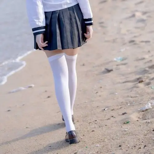 日系可爱白丝袜女萝莉过膝袜长腿丝袜到大腿根高筒性感少女学生