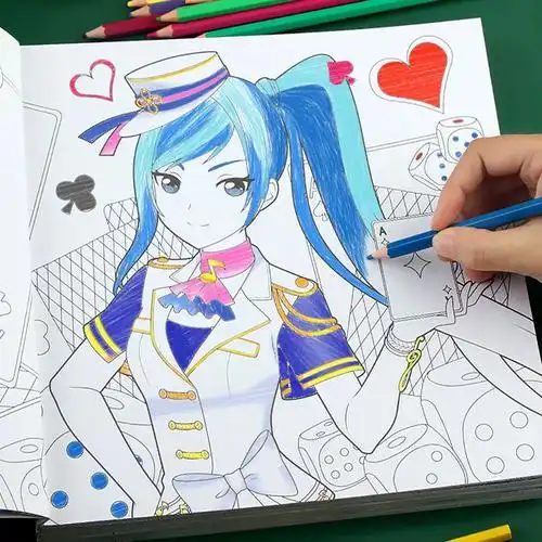 菲梦少女彩铅涂色书女孩公主画画本减压手绘涂鸦小学生填色绘画册
