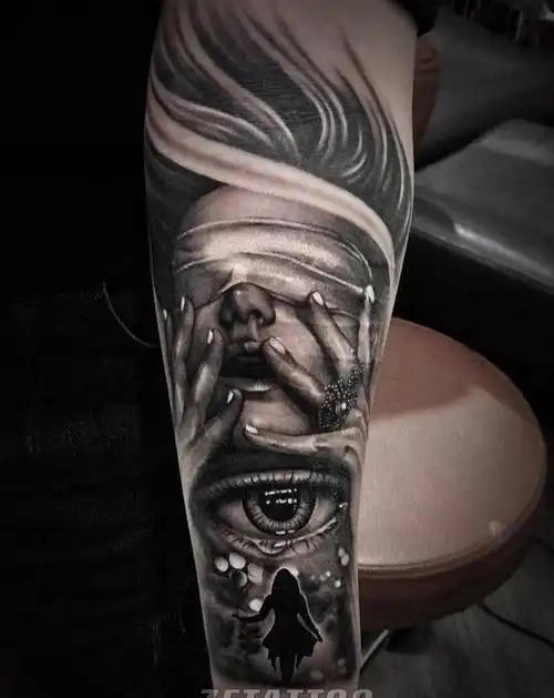 心境纹身图片_手臂欧美写实纹身图案