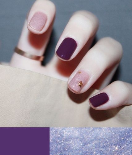 米睿假指甲成品贴片新年美甲光疗甲贴小红书款式紫跳色穿戴防水