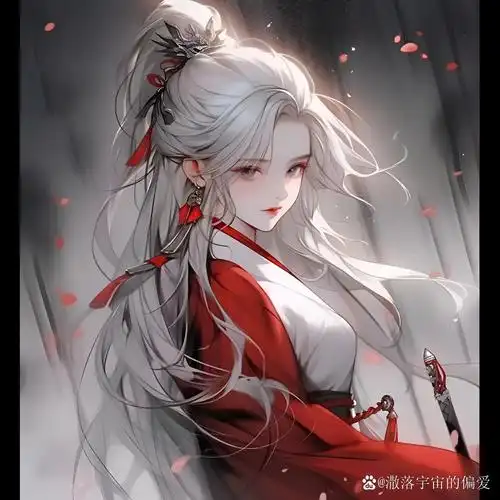 古风红衣侠女头像