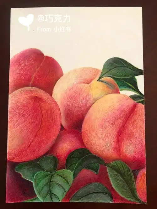 彩铅水果之桃子附起型及过程图