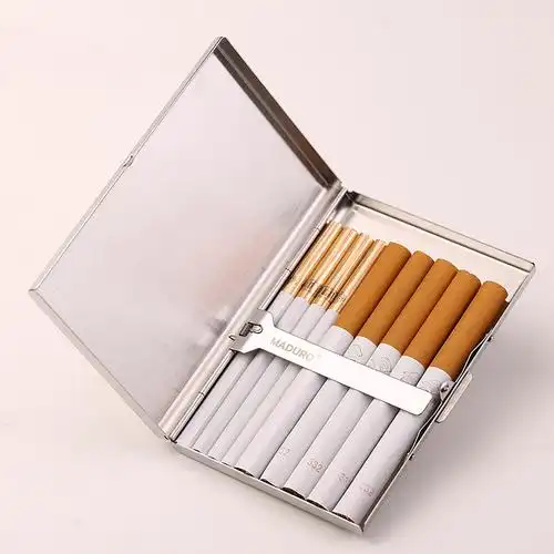 不锈钢烟盒超薄 个性自动金属烟具 创意香 烟盒8支装男士烟夹