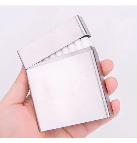 跨境金属20支装不锈钢烟盒 男士香烟盒 烧焊不锈钢拉丝男士烟盒