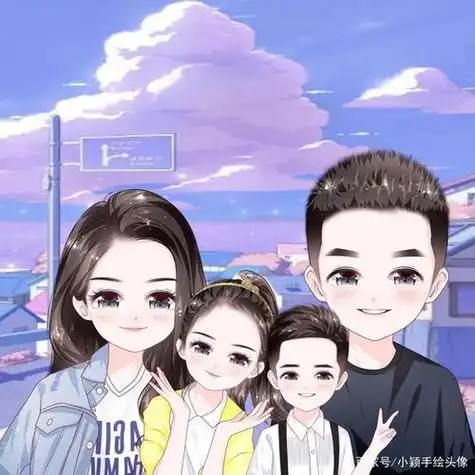 主要有一家三口一家四口的卡通头像风格都是比较可爱的
