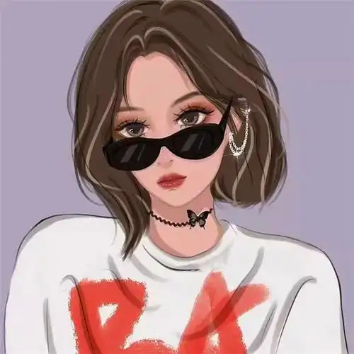 手绘戴眼镜卡通头像女生温柔动漫图片