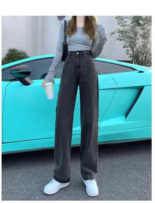 加绒加厚牛仔裤女韩版宽松显瘦高腰阔腿裤百搭长裤子 - 三坑日记