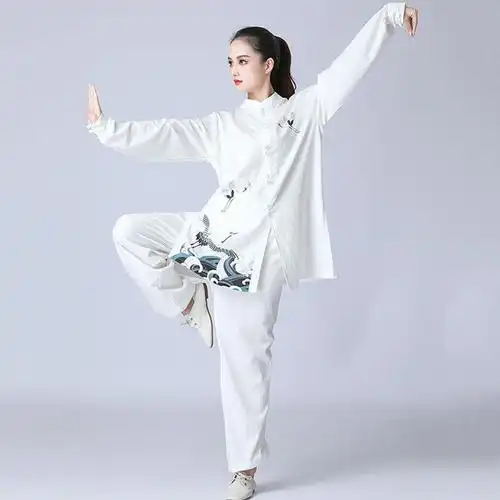 棉麻太极服女新款飘逸太极拳表演比赛练功服装春秋季演出服亚麻棉