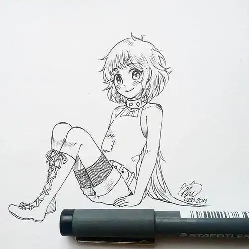 33张简单女生动漫线稿图适合新手临摹