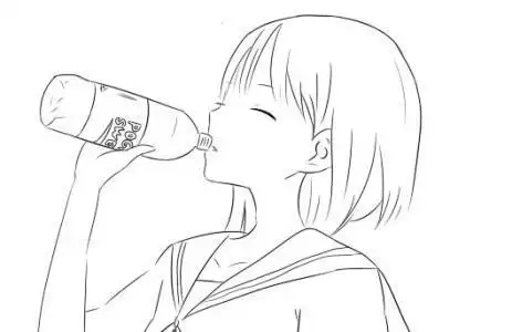 一个人在喝水简笔画