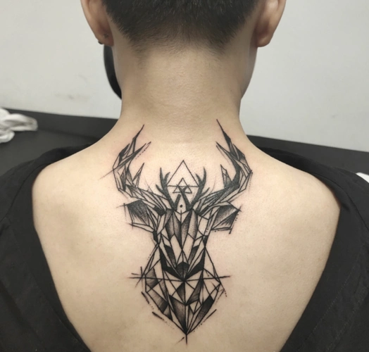 2020鹿纹身图案大全男鹿头纹身的寓意20