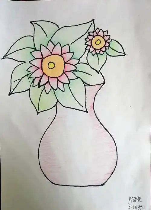 六年级美术第二周《瓶花写生》优秀作品欣赏