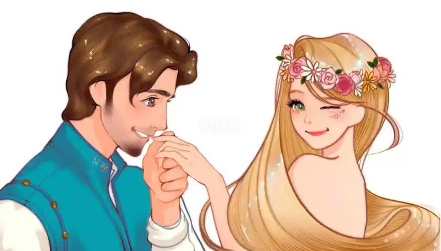 迪士尼公主情头长发公主乐佩甜甜吻手礼