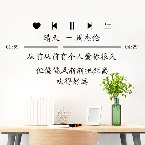 周杰伦晴天贴纸歌词墙贴宿舍卧室独居用品墙面贴画自粘墙纸装饰