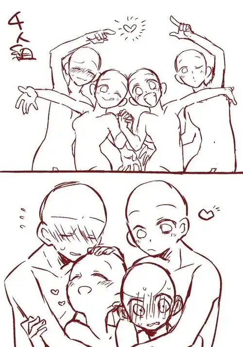 多人cp动态模板#绘画参考##模板