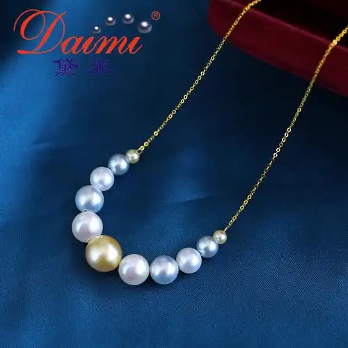 黛米日本锁骨路路通项链珍珠海水akoya伯雅金珠颈饰