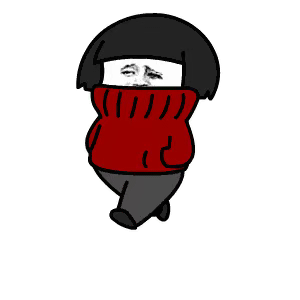 蘑菇头穿高领毛衣走路 gif_gif_蘑菇头_高领_毛衣_走路表情