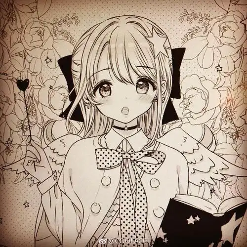 人物黑白动漫素材插画绘画线稿手绘女生男生长发短发转载