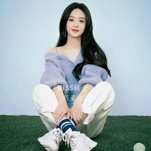 拜托冰箱赵丽颖同款紫色毛衣领针针织衫短款露肩毛针织衫