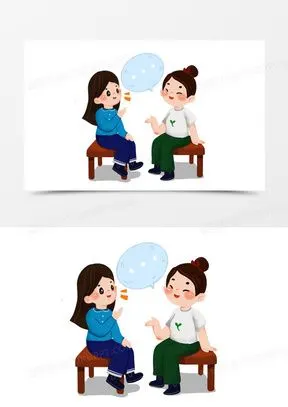 手绘卡通闺蜜谈心聊天谈话说话场景