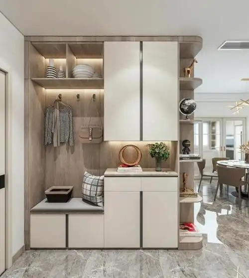 入户玄关装修效果图(开门见厅太尴尬7种玄关隔断装修案例)(1)