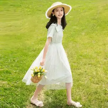 示牧小裙子女童夏天仙女儿童小学生连衣裙9-12岁休闲风甜美小公主裙薄