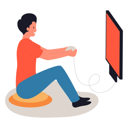 时尚爱好打游戏男子