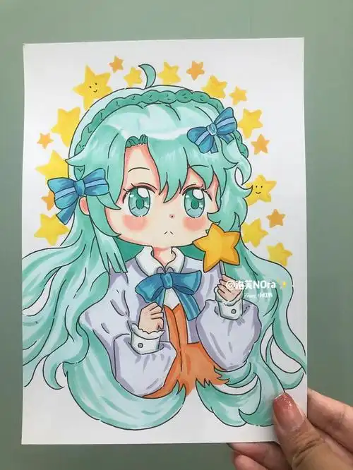 q版动漫女生人物初级半身动漫人物附线稿