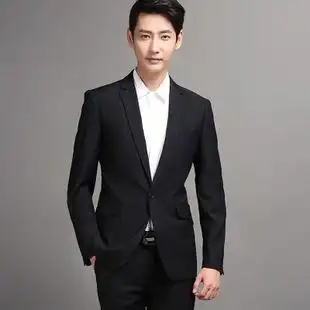 秋冬新款单扣上班商务男式西服套装职业白领修身男西装套装男定制