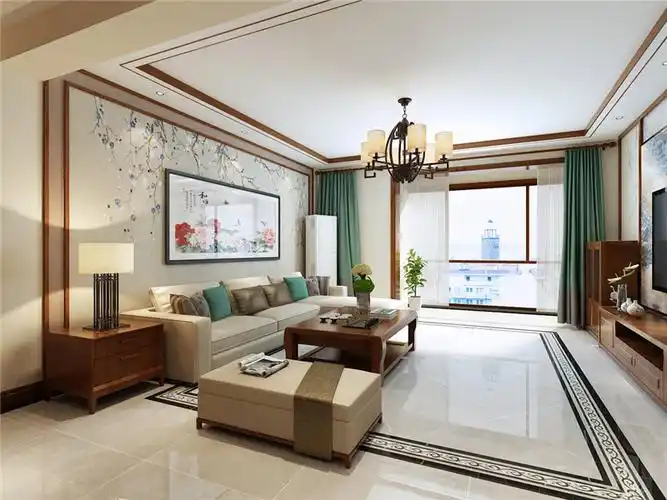龙发装饰装修效果图别墅装修中式简约御景园邸客厅