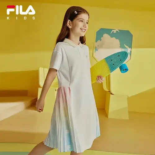 fila斐乐童装儿童连衣裙2023夏季新款女大童时尚连衣裙