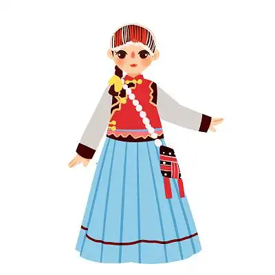 怒族民族服饰卡通人物少数民族服装png素材卡通少数民族人数