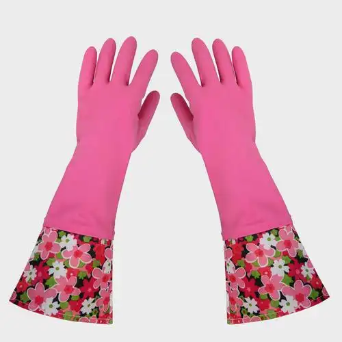 韩式家用接袖乳胶手套 家务清洁防水加长橡胶劳保制品 外贸专供