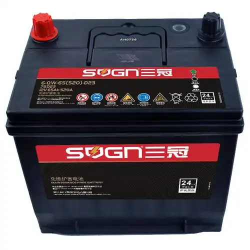 三冠蓄电池蓝75d23l适配老蒙迪欧奇骏天籁福美来普力马汽车电瓶