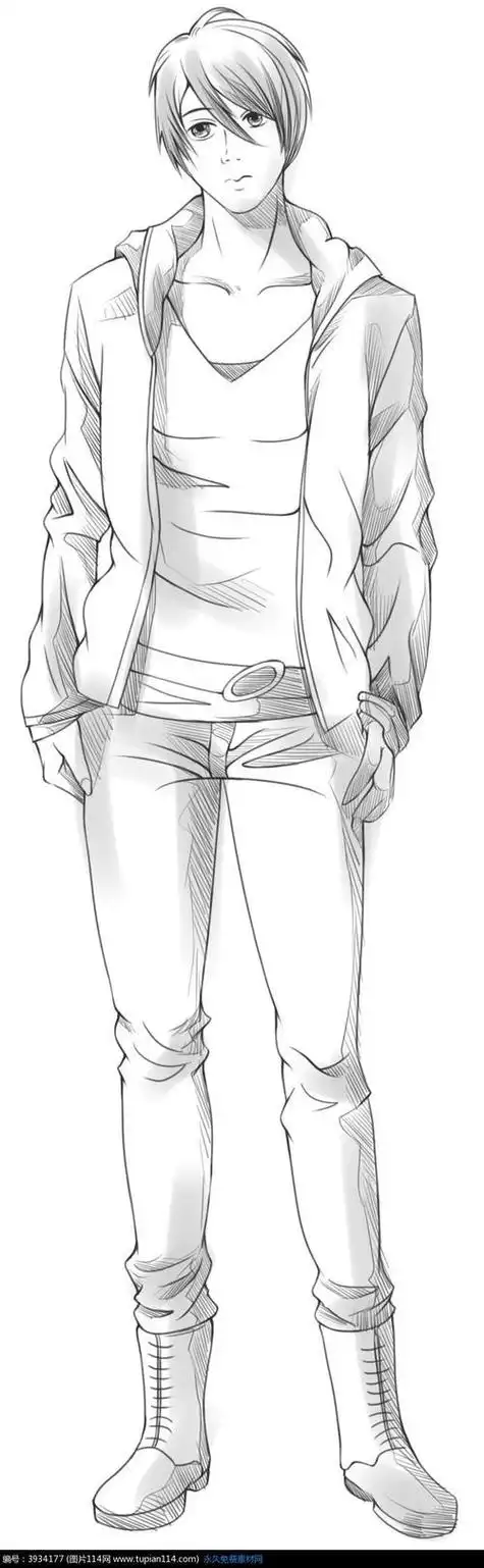 帅气男生简笔画全身画快手