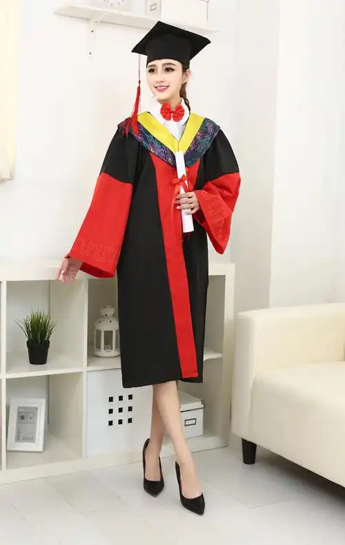 博士服毕业礼服学位服红色流苏蓝色衣服工科文科理科军科农科医科