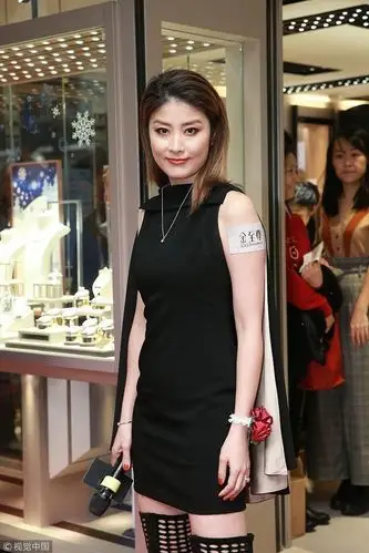 陈慧琳包臀裙 网格长靴叉腰秀气质 面庞又圆又方似有发福