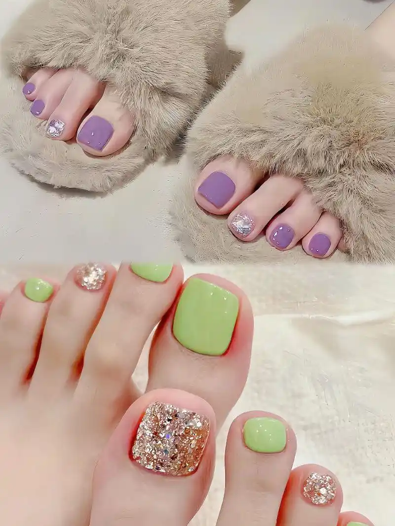 夏日 脚趾也要美美哒,脚趾9799巨显白 #脚美甲[话题]# #亮片美甲