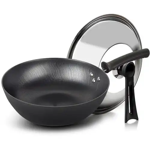 本库加深平底铸铁铁锅炒锅老式电磁电磁炉炉具炒锅