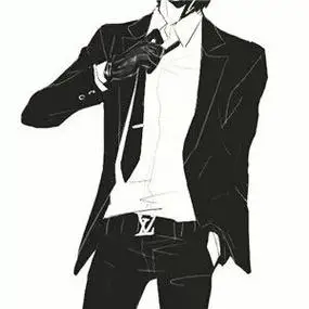 求动漫高清头像,男的穿西装,在摸领带最好