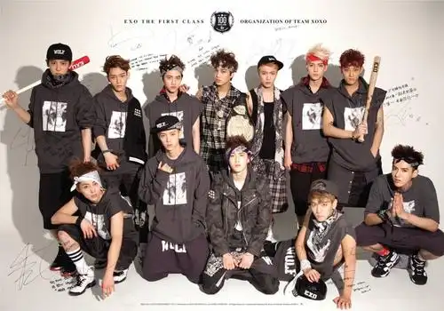 exo xoxo wolf 咆哮 growl周边 官方纪念限量版12人印刷签名海报