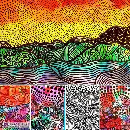 创意儿童画教程美丽的线条与色彩画山川河流